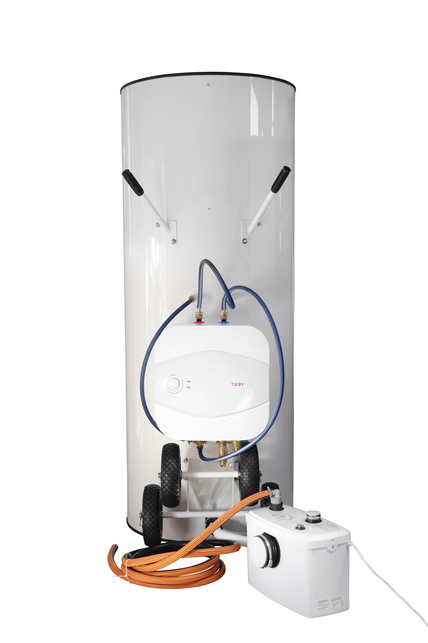 Washbox TOP mit 15 Liter Boilerset, Abwasserhebeanlage und Transportset