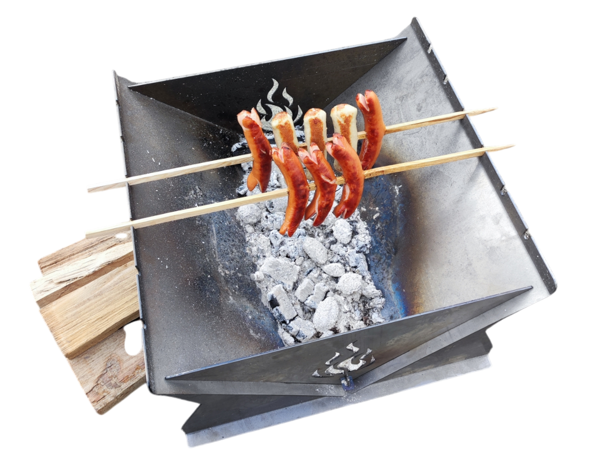 Feuerschale mit Grillfunktion aus Cortenstahl